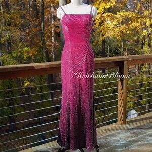 Vintage 100% Silk Beaded Evening Gown Prom Dress